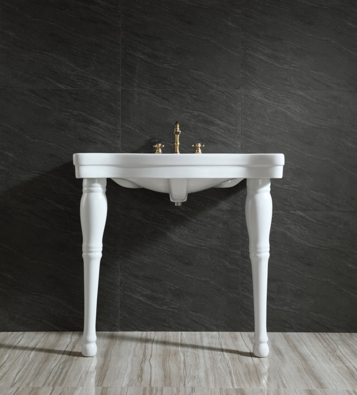 Imperial 29" Tall White Ceramic Rectangular Console Bathroom Sink with Overflow