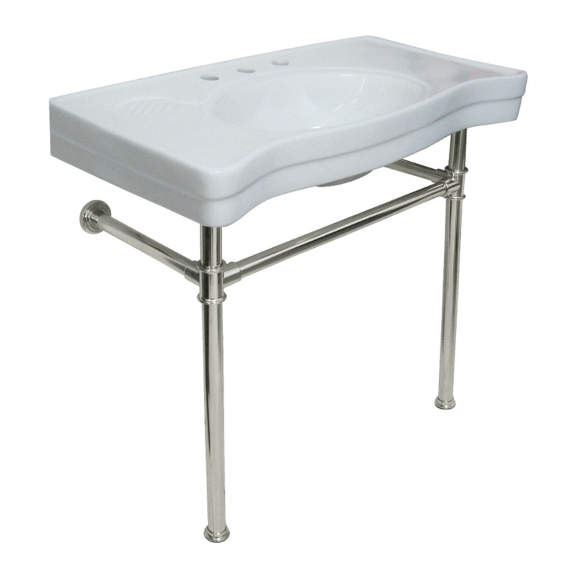 Imperial 30.5" Tall Vitreous China Rectangular Console Bathroom Sink with Overflow