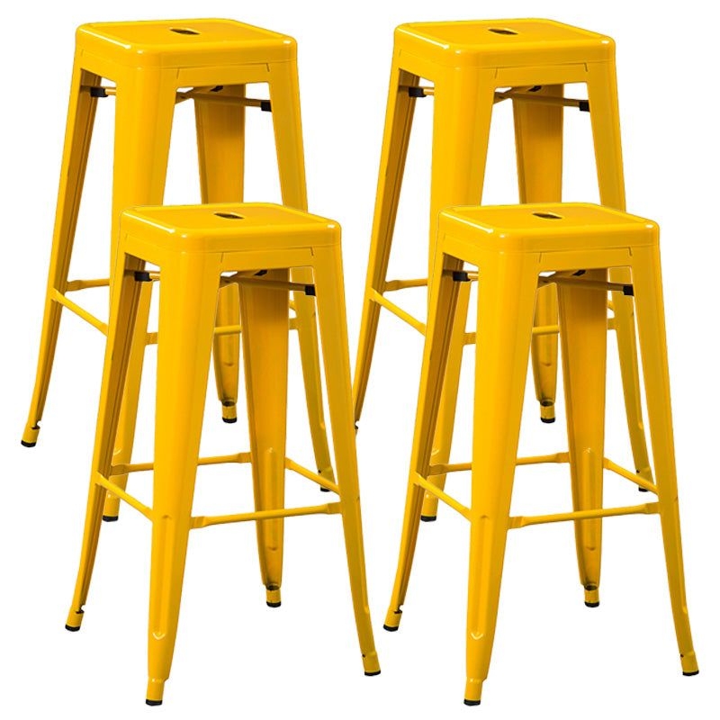 Industrial Style Armless Barstool Iron Counter Stools for Coffee Shop - Yellow / 4 Piece Set