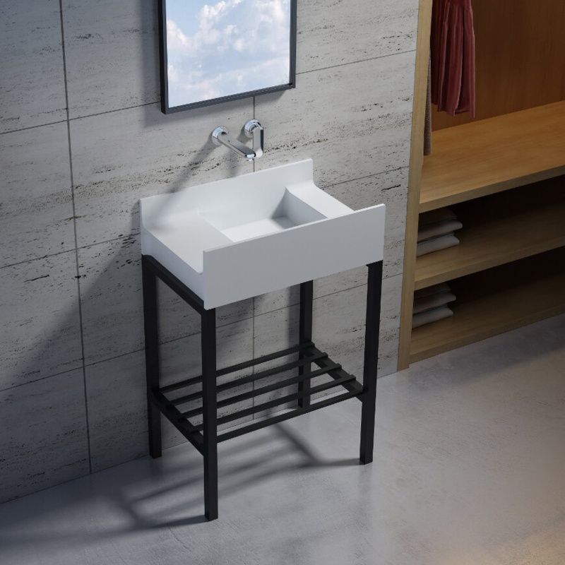 InFurniture Wolkeseiben Stone Rectangular Console Bathroom Sink
