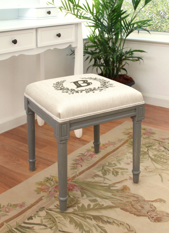 Initials And Monogram Solid Wood Accent Stool