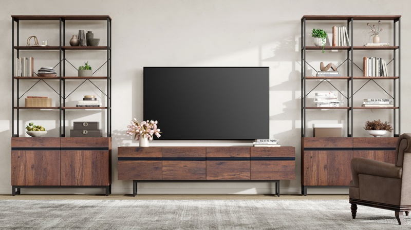 Isabel Entertainment Center for TVs up to 78" TV stand and Bookcase set