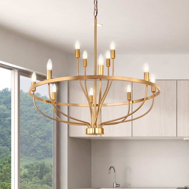 Iveliz 12 - Light Dimmable Wagon Wheel Chandelier
