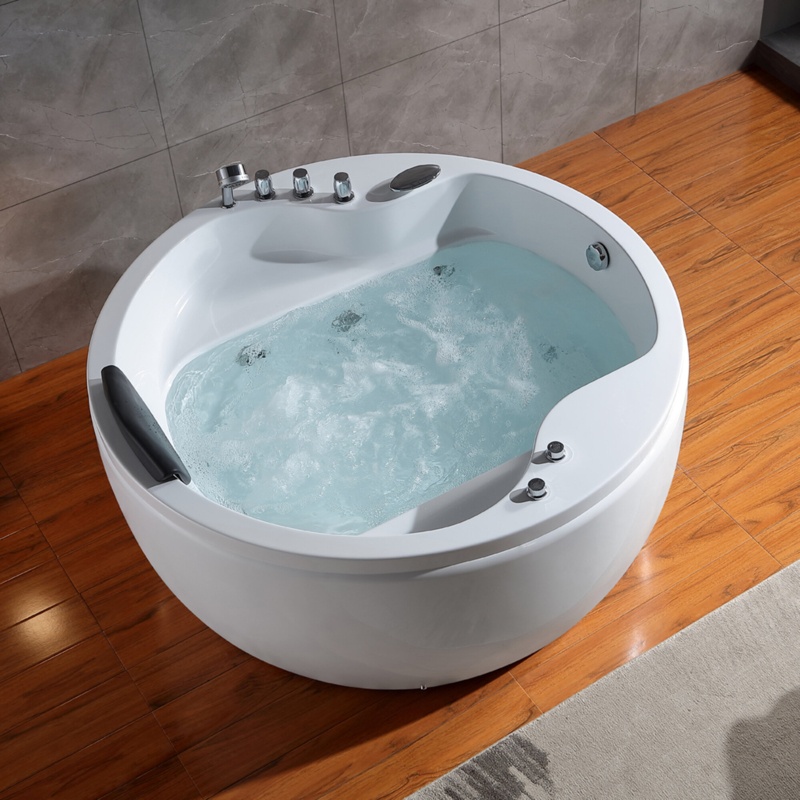 Japanese 59.06'' x 59.06'' Freestanding Whirlpool Acrylic Bathtub with Faucet