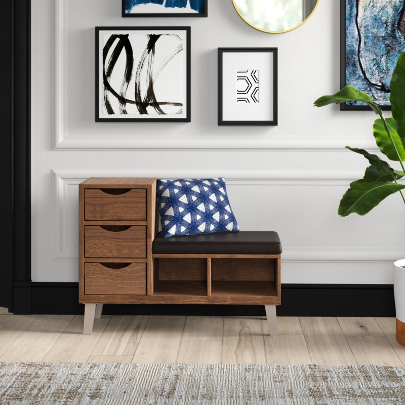 Jasmil Faux Leather Storage Bench