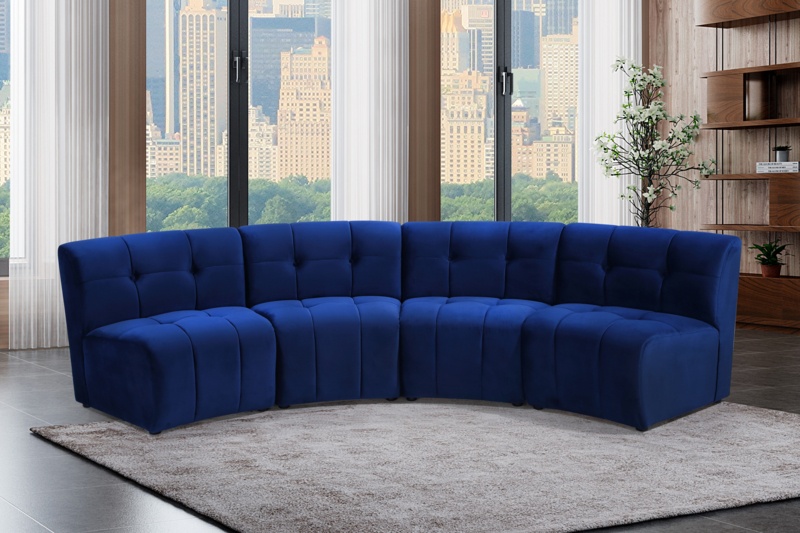 Jedson 123" Wide Velvet Symmetrical Modular Corner Sectional