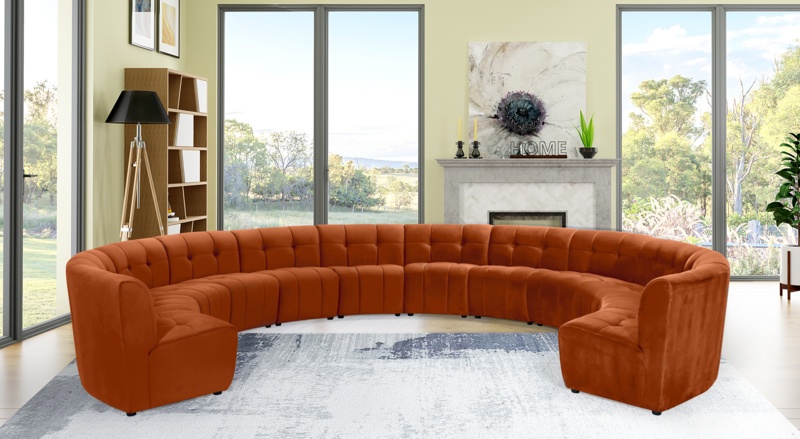 Jedson 173" Wide Velvet Symmetrical Modular Corner Sectional