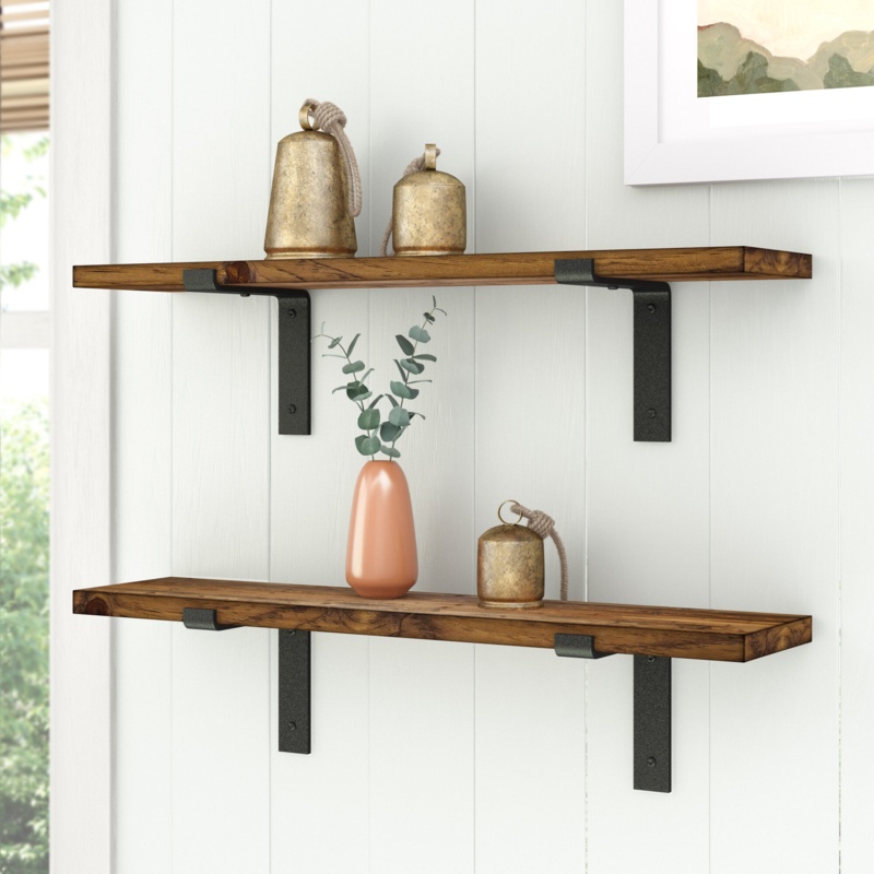 Jensenn 2 Piece Pine Bracket Shelf