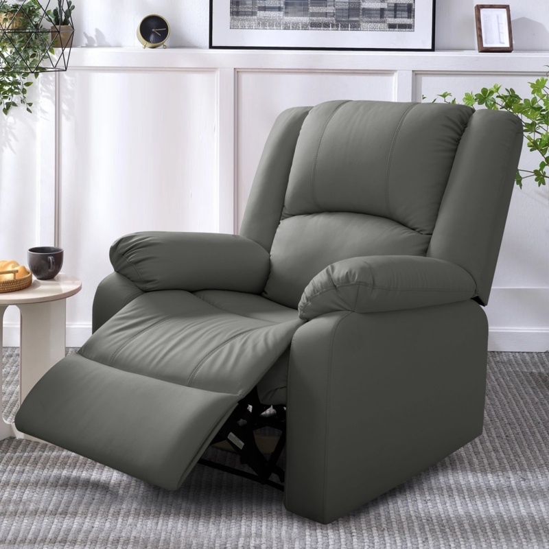 Jerrill Modern Faux Leather Manual Recliner Chair for Living Room
