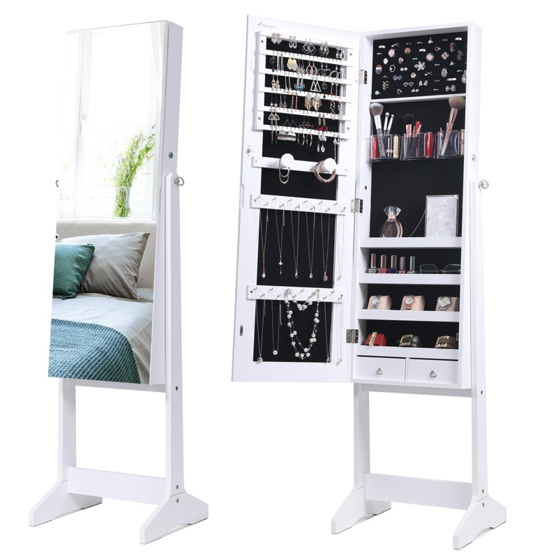 Jewelry Armoire with Full-Length Mirror, 3 Angle Adjustable