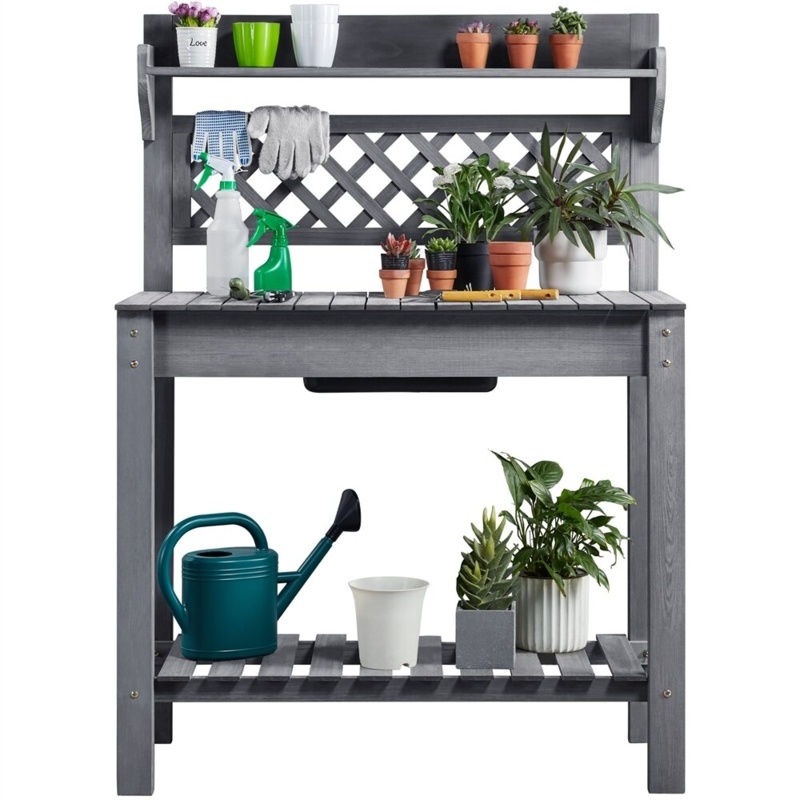 Jihane Fir Wood Potting Bench