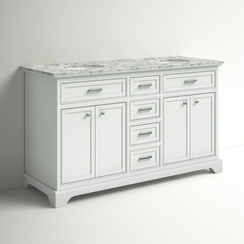 Johansson 60'' Free Standing Double Bathroom Vanity with Marble Top