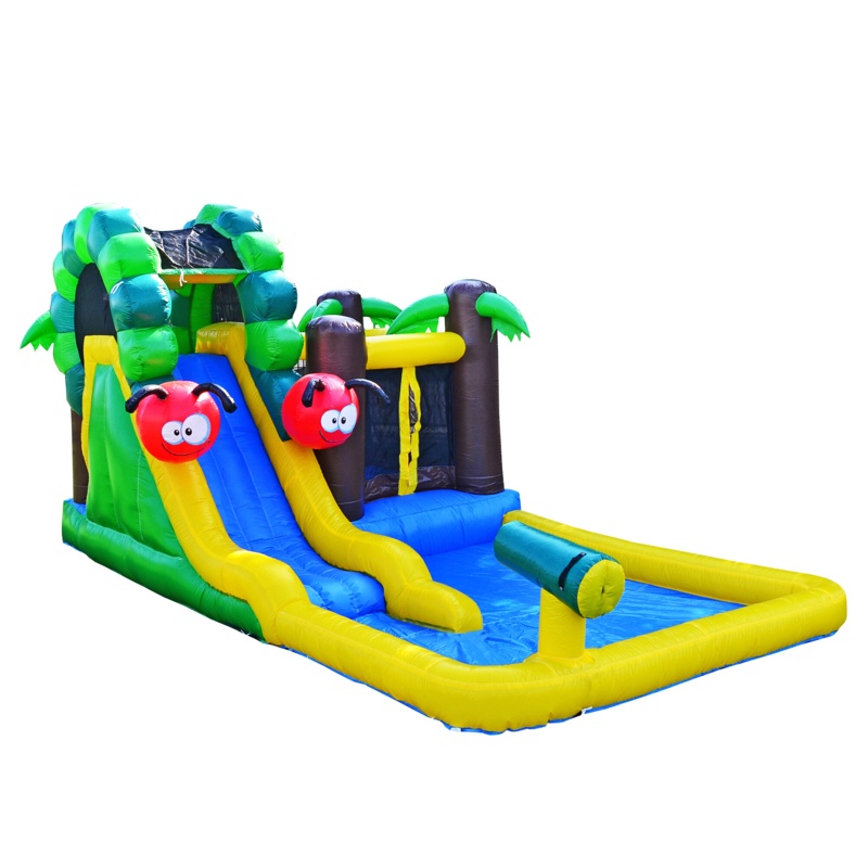 JumpOrange Caterpillar Water Slide and Bounce House for Kids (with Blower and Water Cannon)
