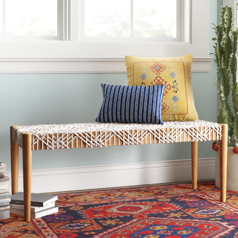 Kazbah Genuine Leather Upholstered Bench