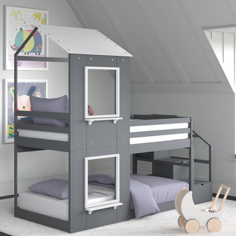 Kearse Kids Twin Over Twin Bunk Bed