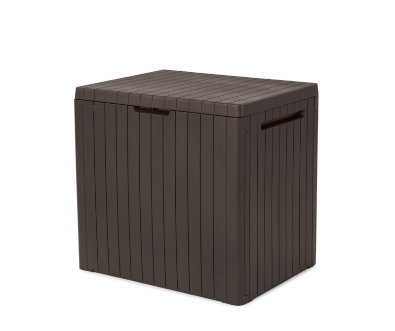 Keter 30 Gallon Resin Deck Box Lockable Water Resistant Patio Furniture Storage in Brown
