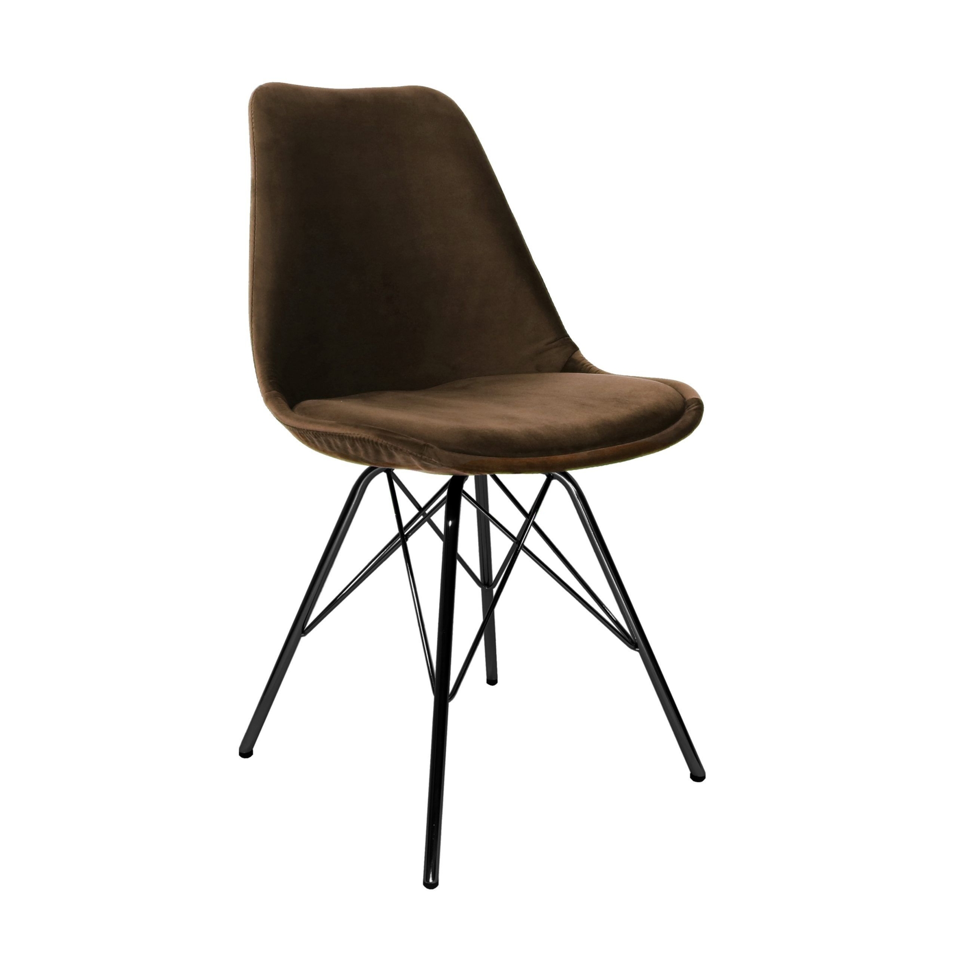 Kick kuipstoel Velvet Koffiebruin - Zwart frame