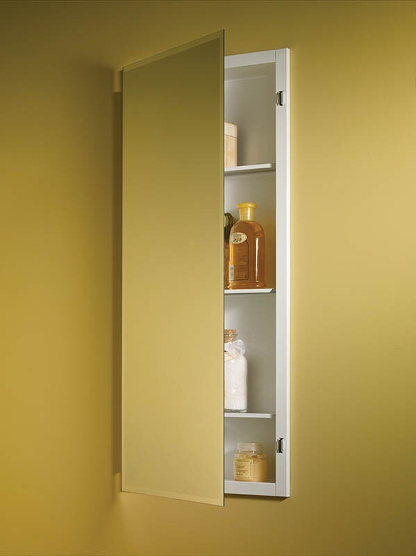 Kinard Recessed Frameless Single Door Medicine Cabinet with 3 Adjustable Shelves