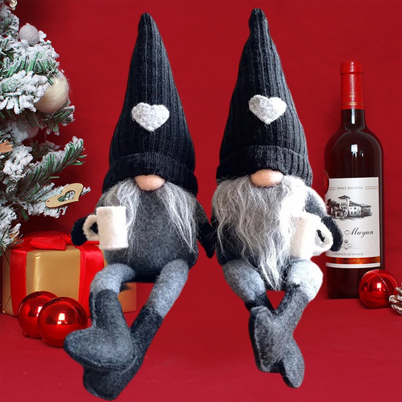 Knitted Christmas Decorations Couples Faceless Gnomes,2 Pieces,Brown