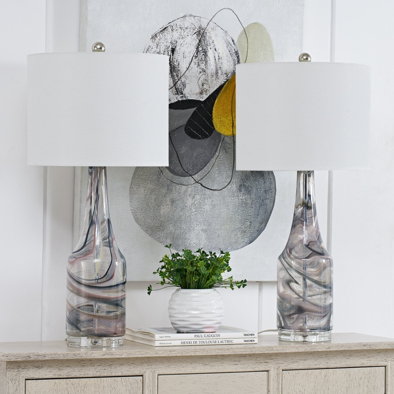 Korando 29" Standard Gray Glass Table Lamp Set