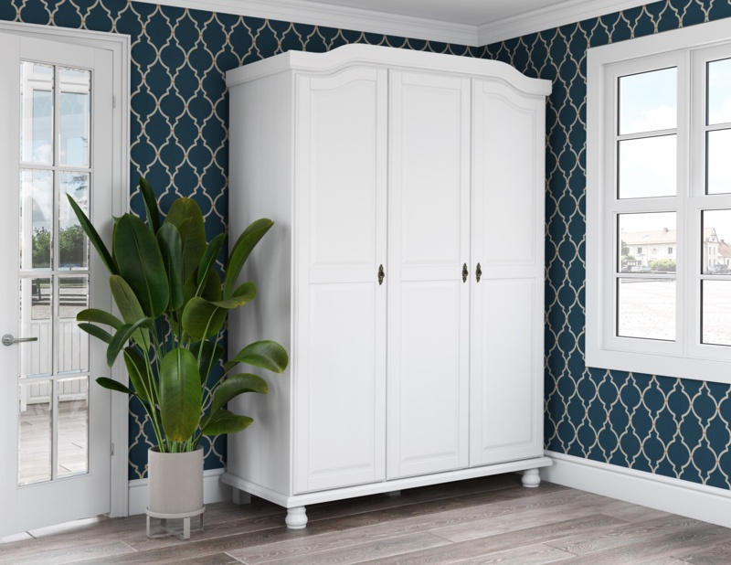 Kyle 100% Solid Wood 3-door Wardrobe Armoire