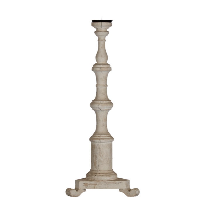 Laura 31'' H Wood Floor Candlestick with Candle Included