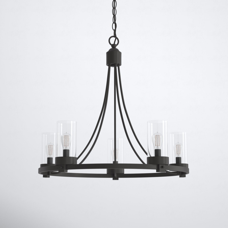 Laurie 5 - Light Dimmable Wagon Wheel Chandelier