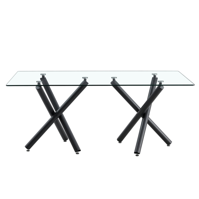 Lenworth Modern Rectangular 10 Person Glass Pedestal Dining And Conference Table