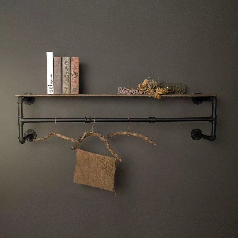 Leonelle 46.38'' Metal Wall Mounted Clothes Rack