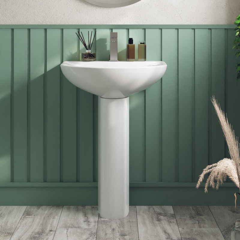 Liberty 25.75" Tall White Vitreous China Pedestal Bathroom Sink with Overflow
