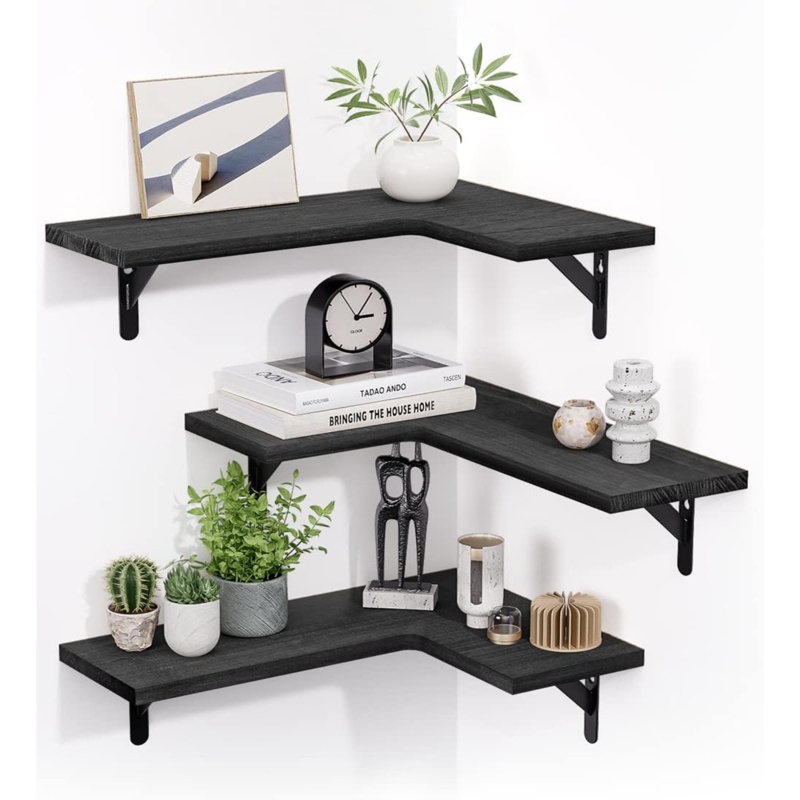 Lilleeana 3 Piece Solid Wood Corner Floating Shelf