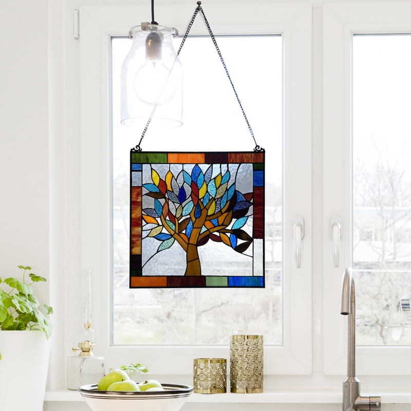 Living Tree Stained Glass Window Panel
