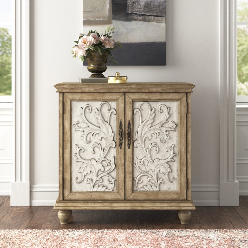 Liza Solid Wood 2-Door Accent Cabinet