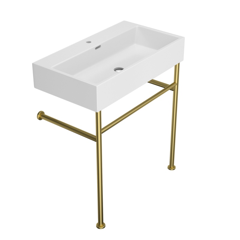 Lordear Ceramic Rectangular Console Bathroom Sink with Overflow