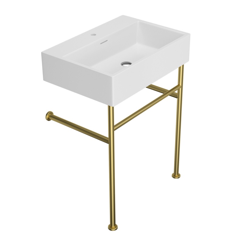 Lordear Ceramic Rectangular Console Bathroom Sink with Overflow