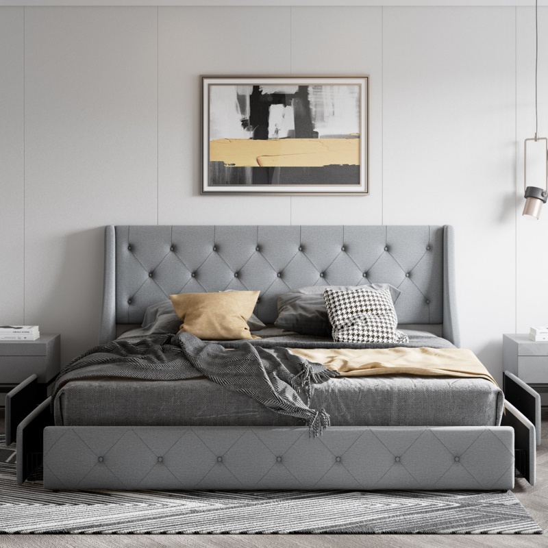 Losada Upholstered Storage Bed with Wingback - 4 drawers