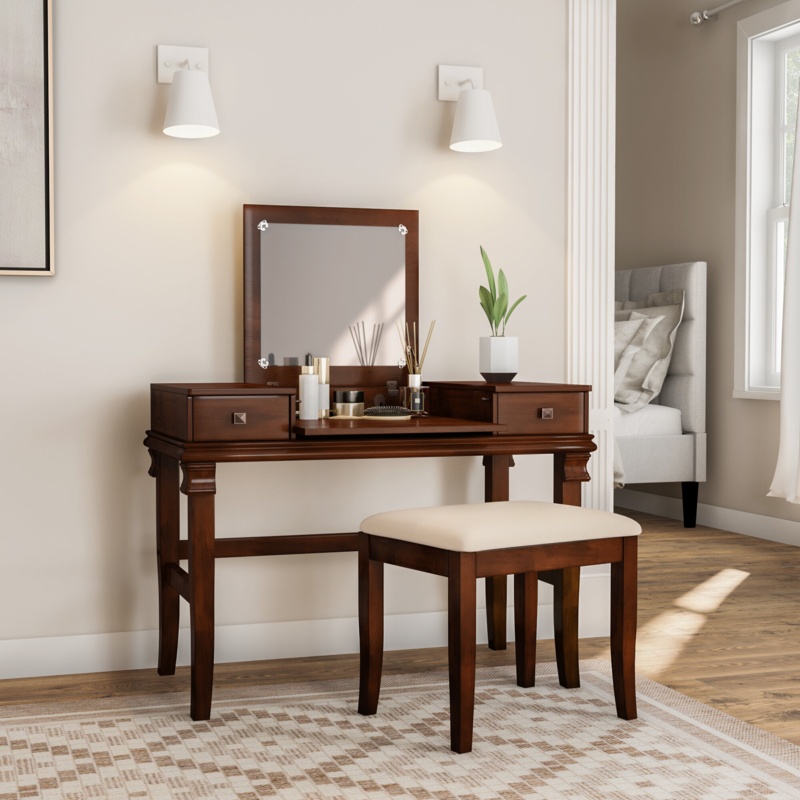 Luanna Vanity Set with Stool and Mirror