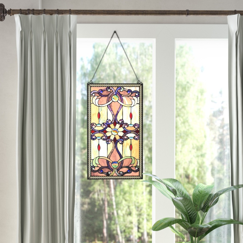 Ludington Tiffany Style Stained Glass Window Panel