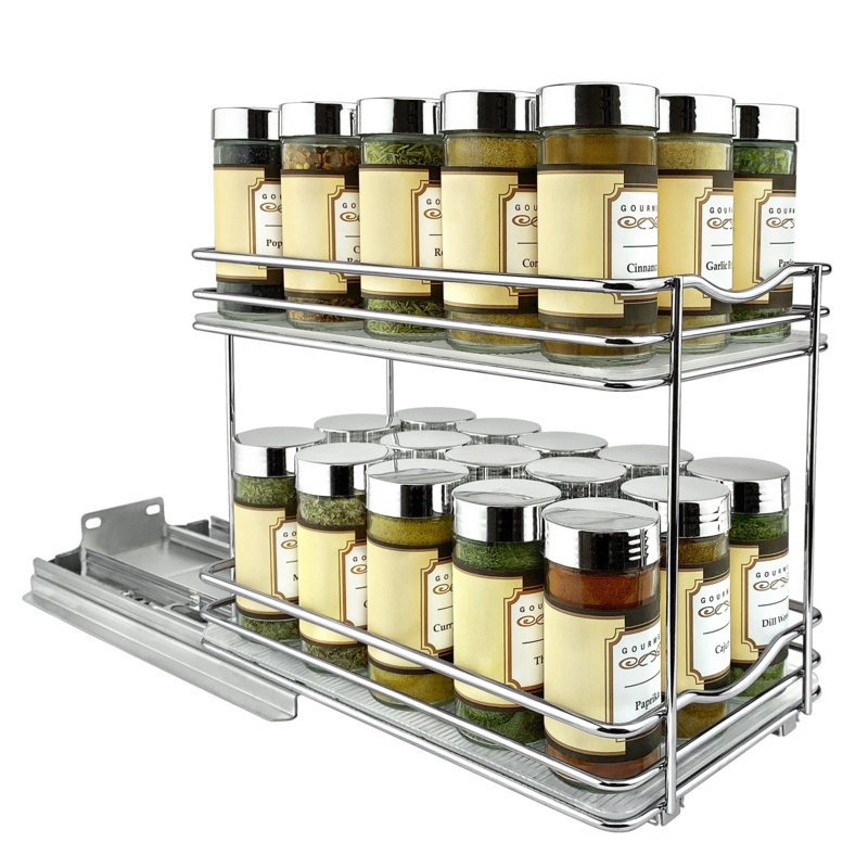 LYNK PROFESSIONAL Double Pull Out Spice Rack Organizer for Cabinet, Chrome
