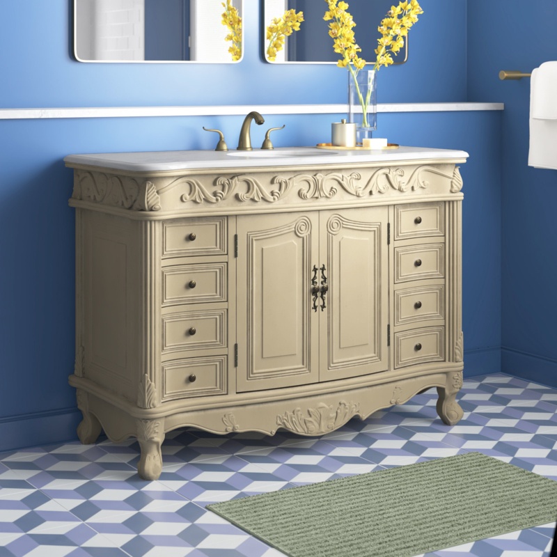 Macathurn 48'' Single Bathroom Vanity with Marble Top