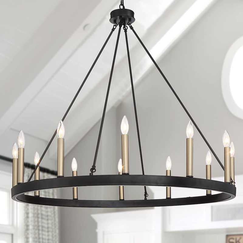 Madalyn 12 - Light Dimmable Wagon Wheel Chandelier