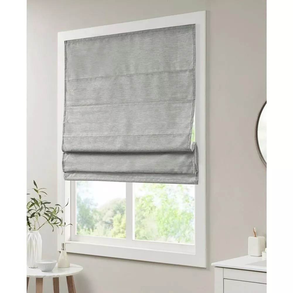 Madison Park Como Cordless Thermal Room Darkening Faux-Silk Roman Shade, 64' x  33'