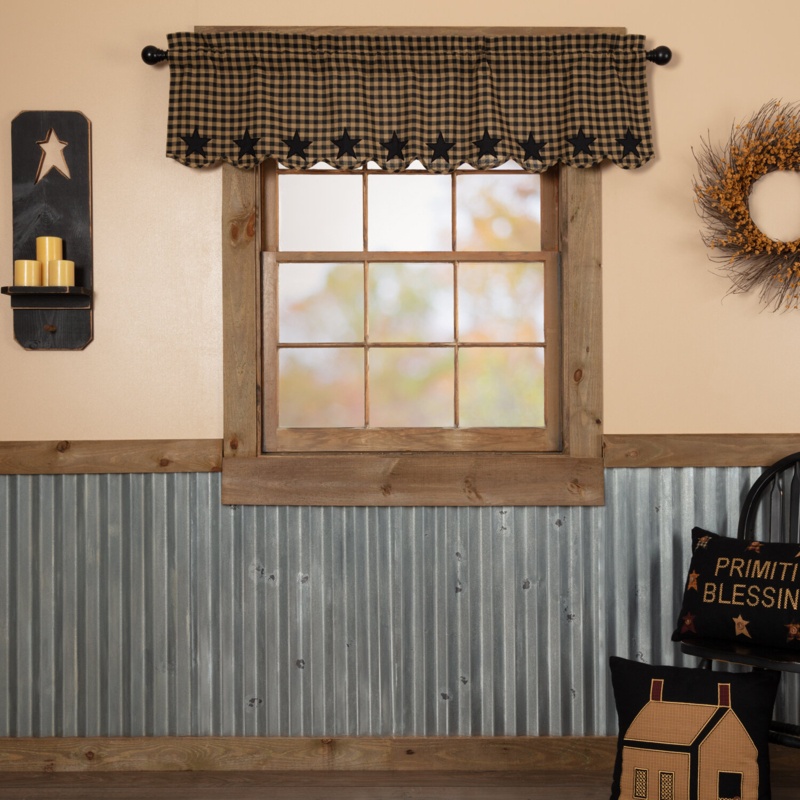 Mancheer Plaid Cotton Scalloped Window Valance