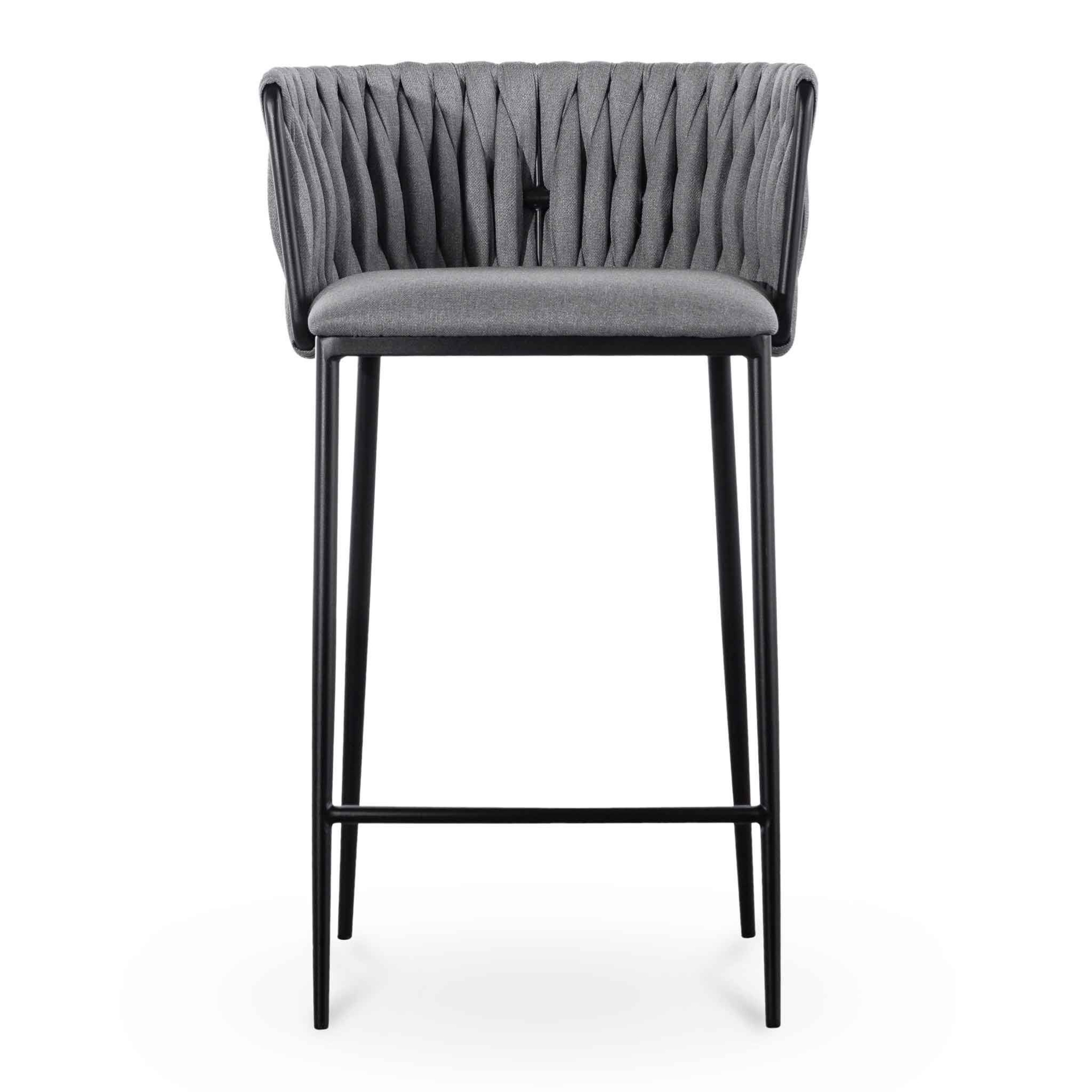 Marci 65cm Fabric Bar Stool - Coin Grey with Black Legs