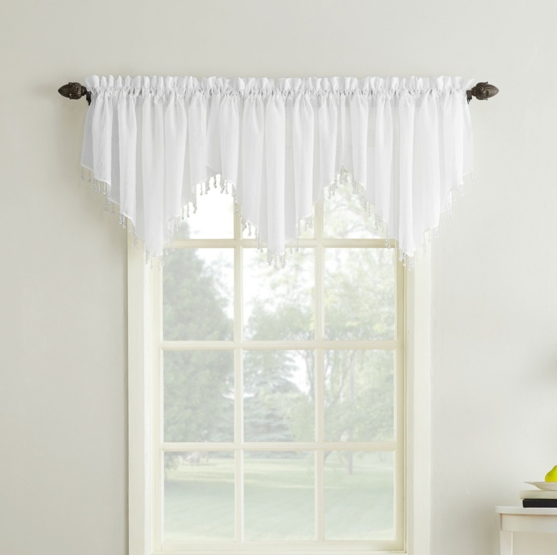 Mardis Beaded Tassels Crushed Sheer Voile Ascot Window Valance