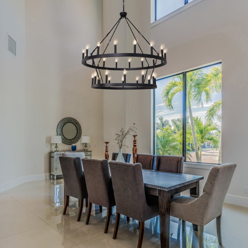 Marieka 28 - Light Dimmable Kitchen Island Wagon Wheel Chandelier