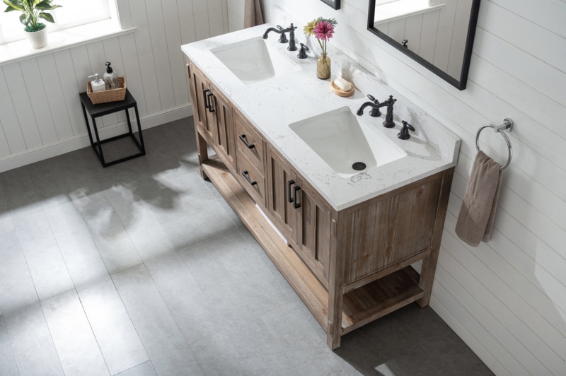Marissa 60'' Free Standing Double Bathroom Vanity with Quartz Top
