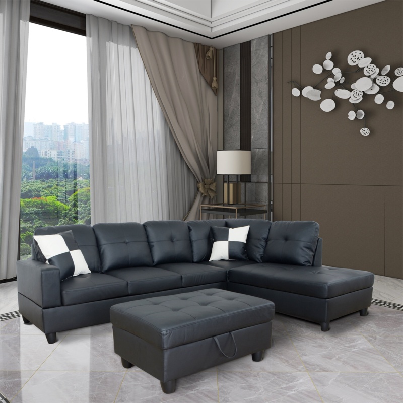 Mauriah 3 - Piece Vegan Leather Sectional