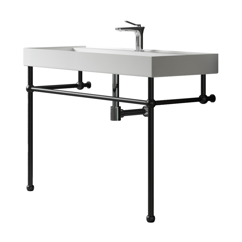 MEDUNJESS 35'' Tall Matte White Solid Surface Rectangular Console Bathroom Sink