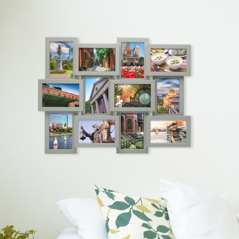 Melannco 18 x 23 Inch 12 Opening Photo Collage Frame, Displays Six 4x6 and Six 6x4 Inch Photos